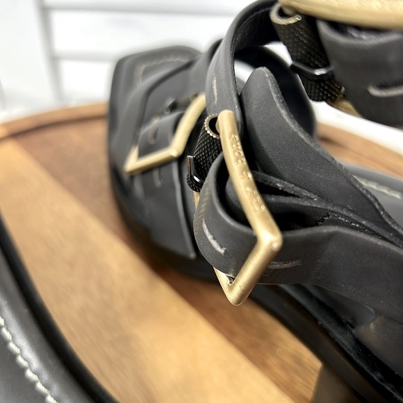 RAG & BONE l Metal Gray Strappy Heel Fallon Leather Sandal Brass Buckle 9.5 - Picture 5 of 14